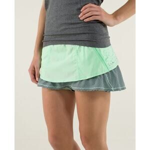 Lululemon In A Flash Double Diamond Fresh Teal Skirt Skort Size 10 Excellent